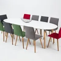 Florence Belina 8-Seater Oval Dining Table - White, Oak