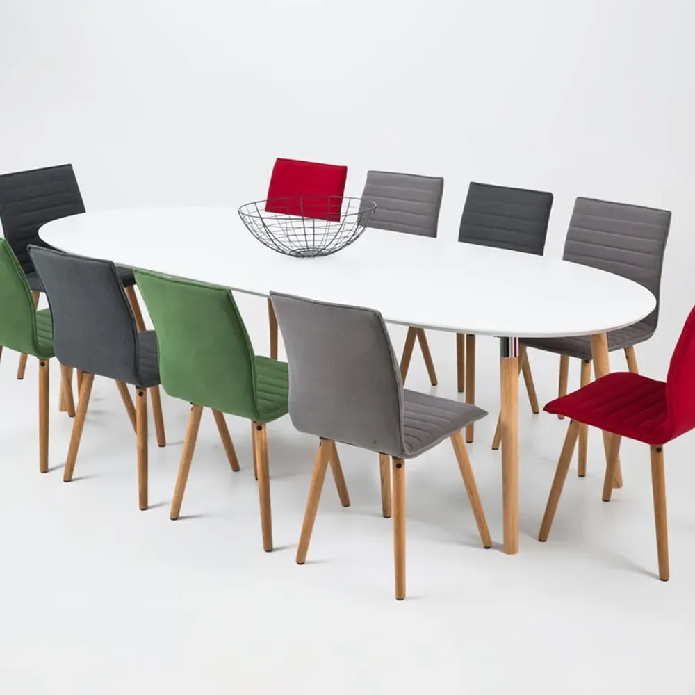 Florence Belina 8-Seater Oval Dining Table - White, Oak