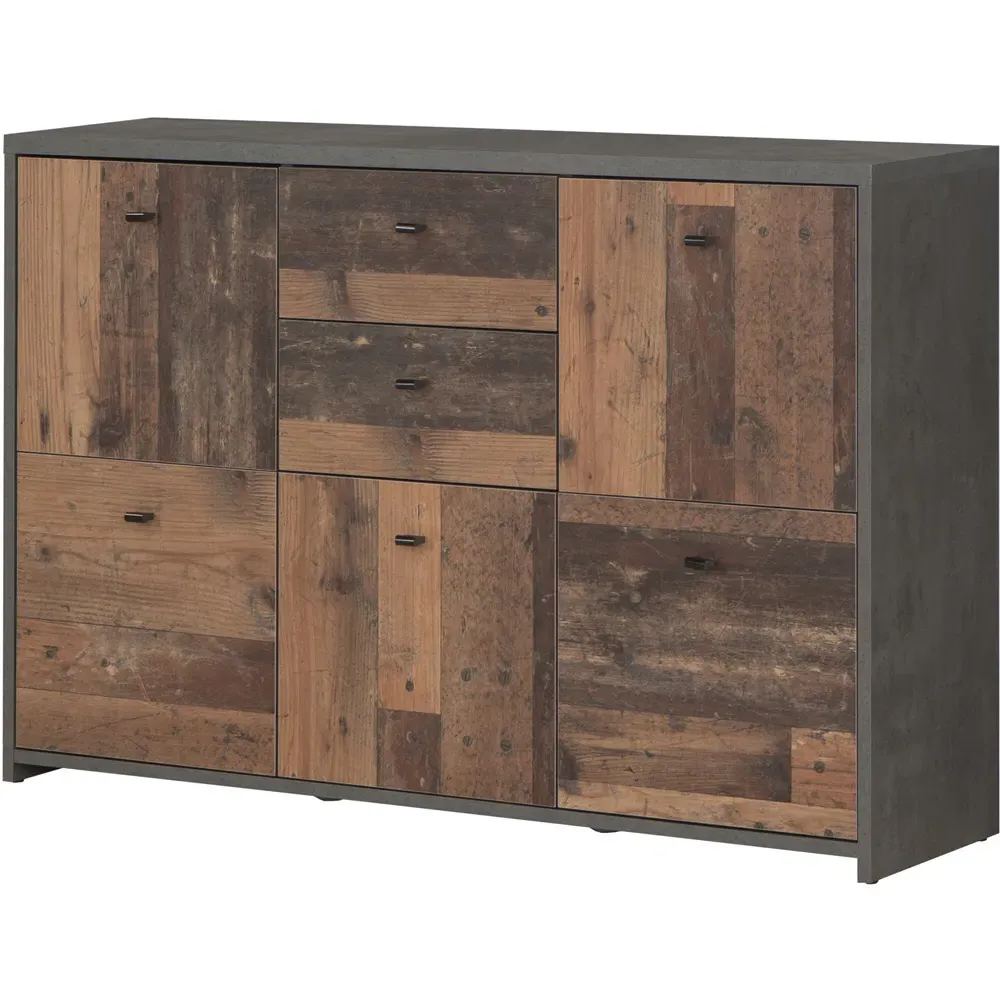 Florence Best 5 Door Storage Chest - Grey, Wood