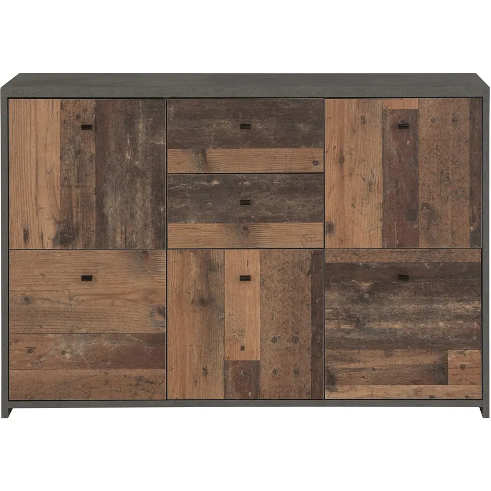Florence Best 5 Door Storage Chest - Grey, Wood