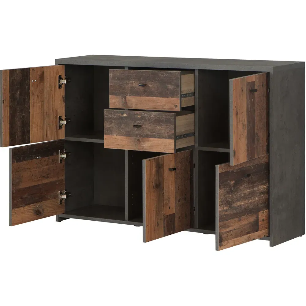 Florence Best 5 Door Storage Chest - Grey, Wood