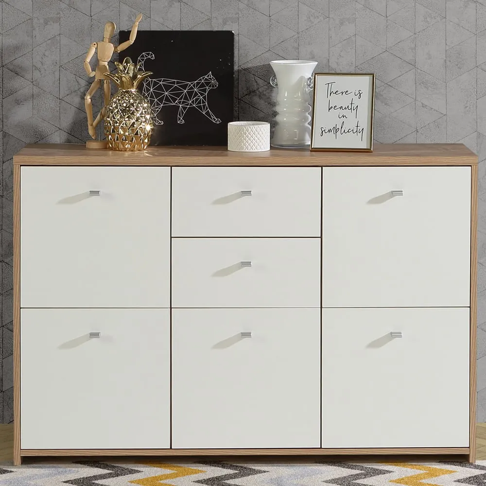 Florence Best 5 Door Storage Chest - White, Oak
