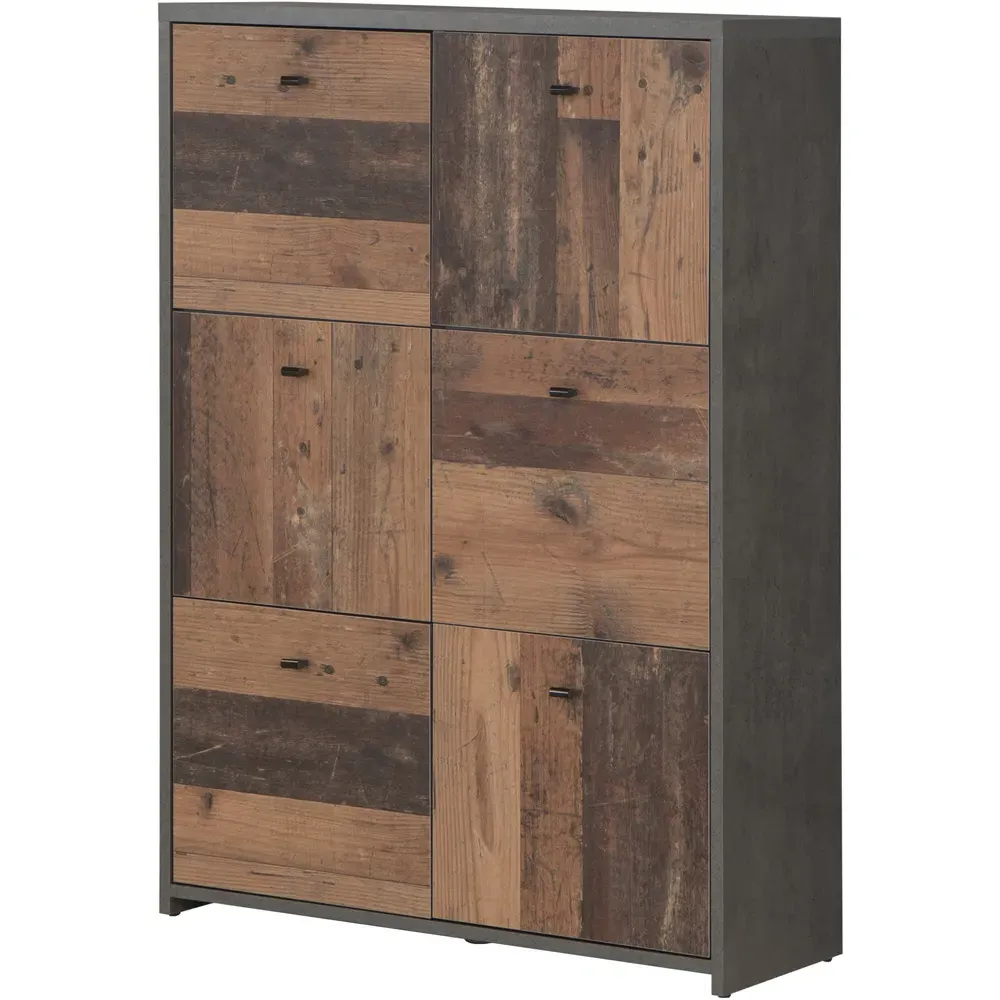 Florence Best 6 Door Storage Chest - Grey, Wood