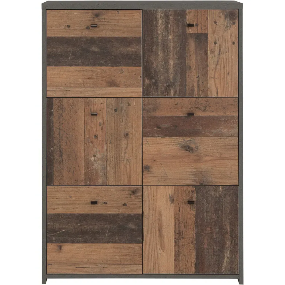 Florence Best 6 Door Storage Chest - Grey, Wood