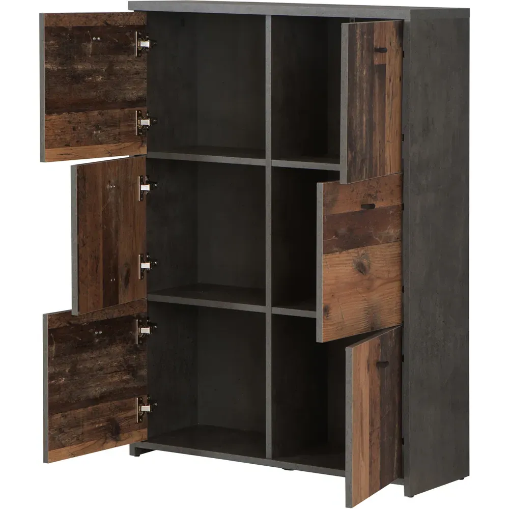 Florence Best 6 Door Storage Chest - Grey, Wood