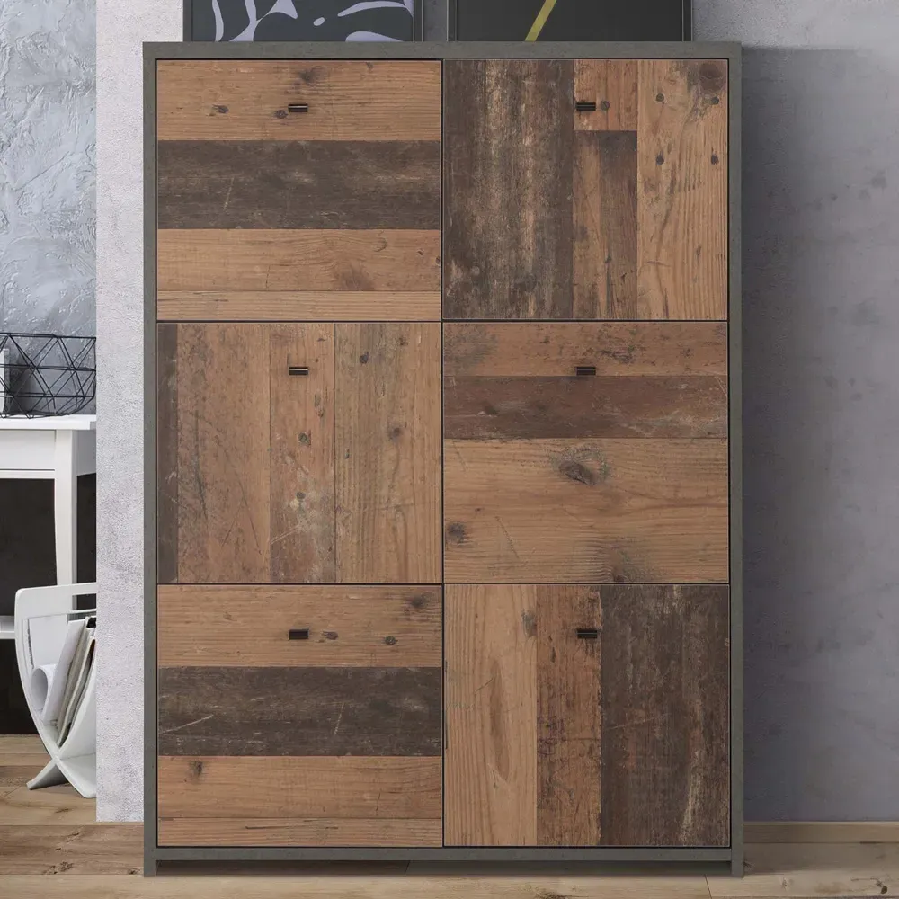 Florence Best 6 Door Storage Chest - Grey, Wood image