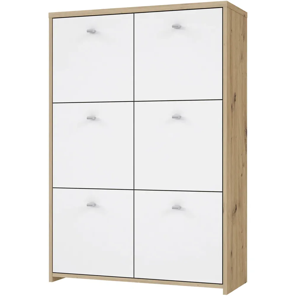 Florence Best 6 Door Storage Chest - White, Oak