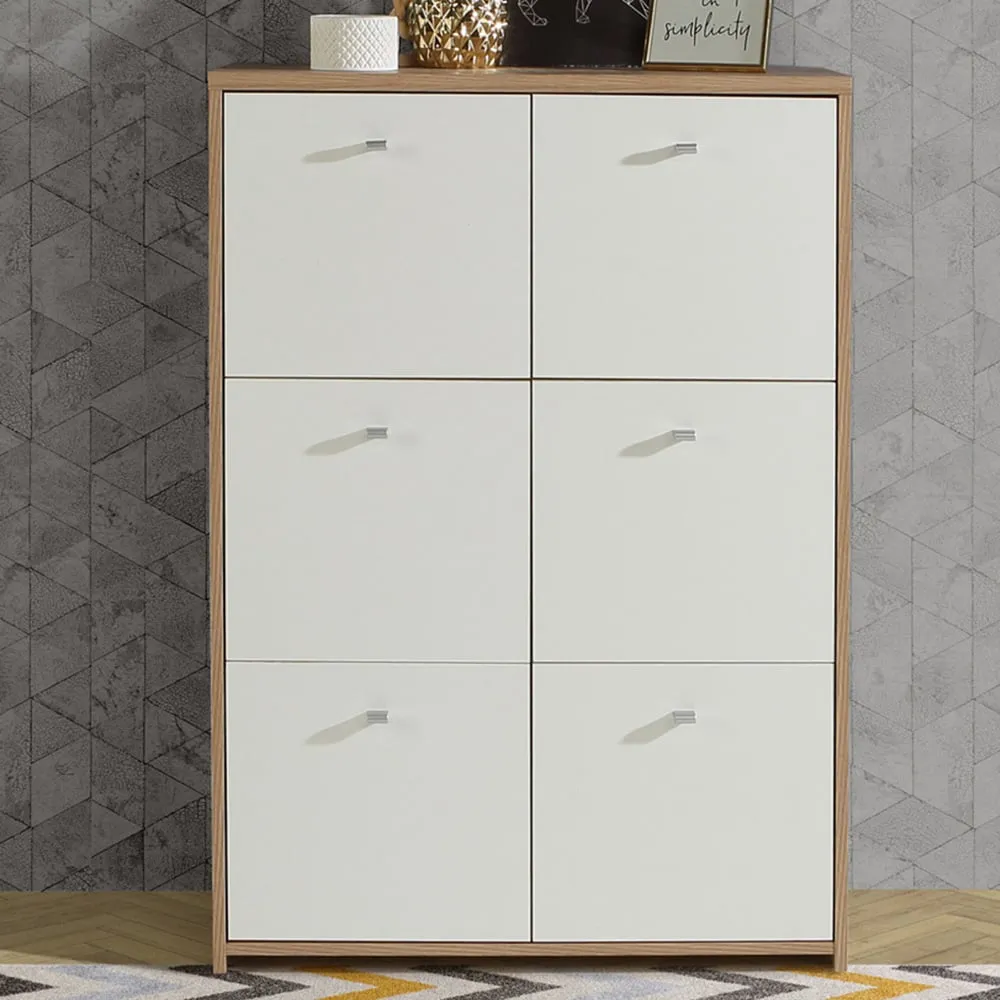 Florence Best 6 Door Storage Chest - White, Oak