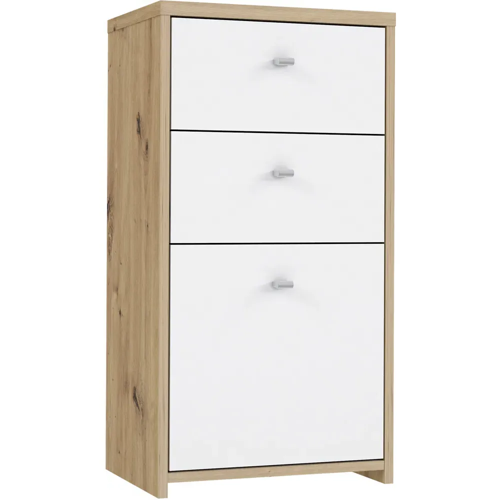Florence Best Single Door Storage Chest - White, Oak