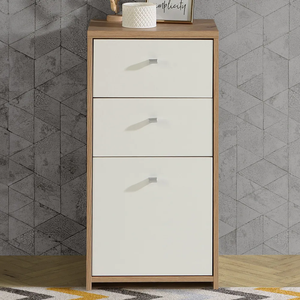 Florence Best Single Door Storage Chest - White, Oak