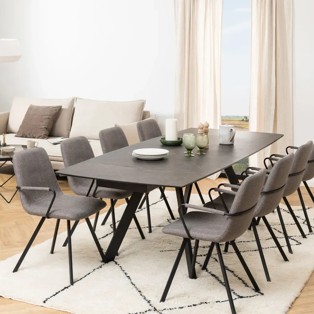 Florence Blackburn 6 Seater Dining Table with Extension - Black