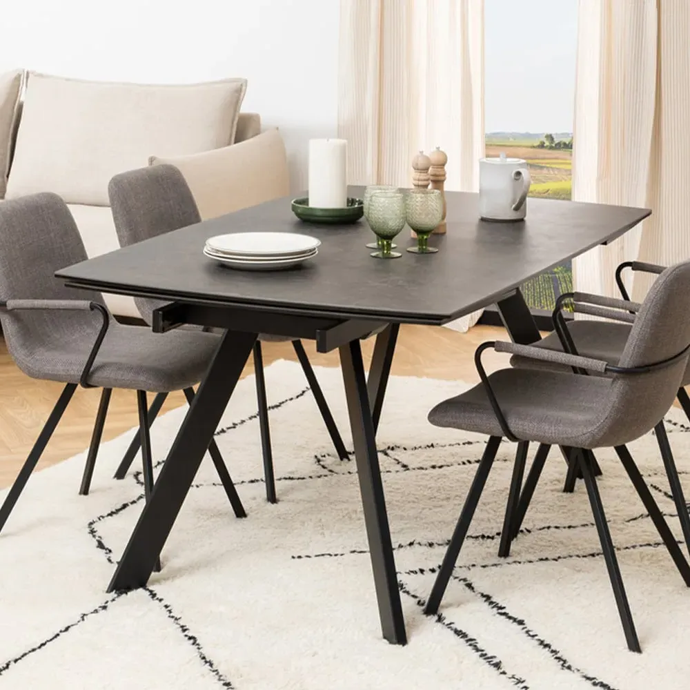 Florence Blackburn 6 Seater Dining Table with Extension - Black