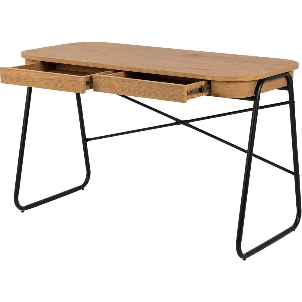 Florence Blueton 2 Drawer Office Desk - Black, Oak