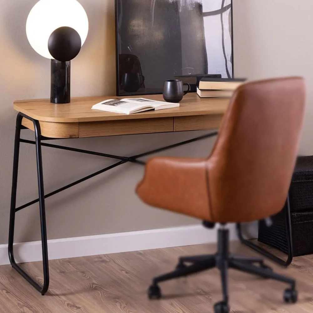 Florence Blueton 2 Drawer Office Desk - Black, Oak