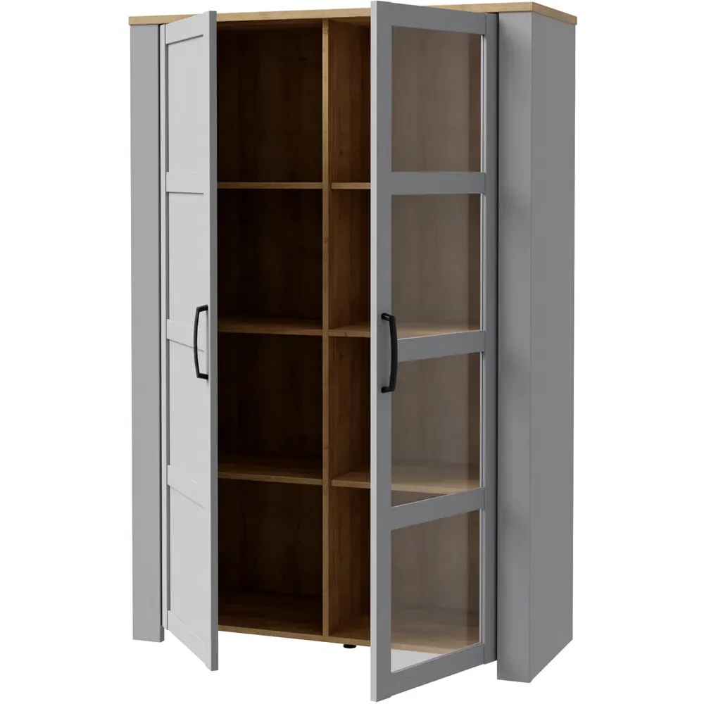 Florence Bohol 2 Door Display Cabinet - Grey, Oak