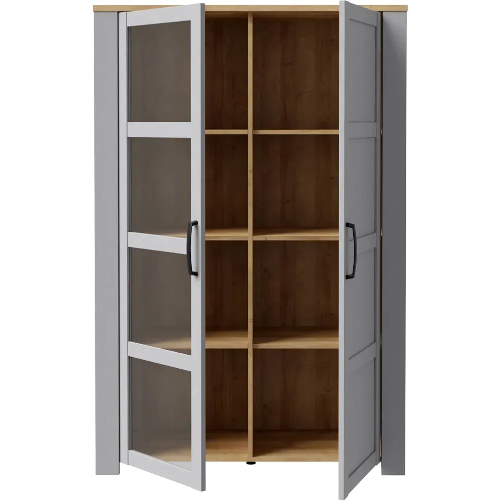 Florence Bohol 2 Door Display Cabinet - Grey, Oak
