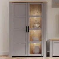 Florence Bohol 2 Door Display Cabinet - Grey, Oak