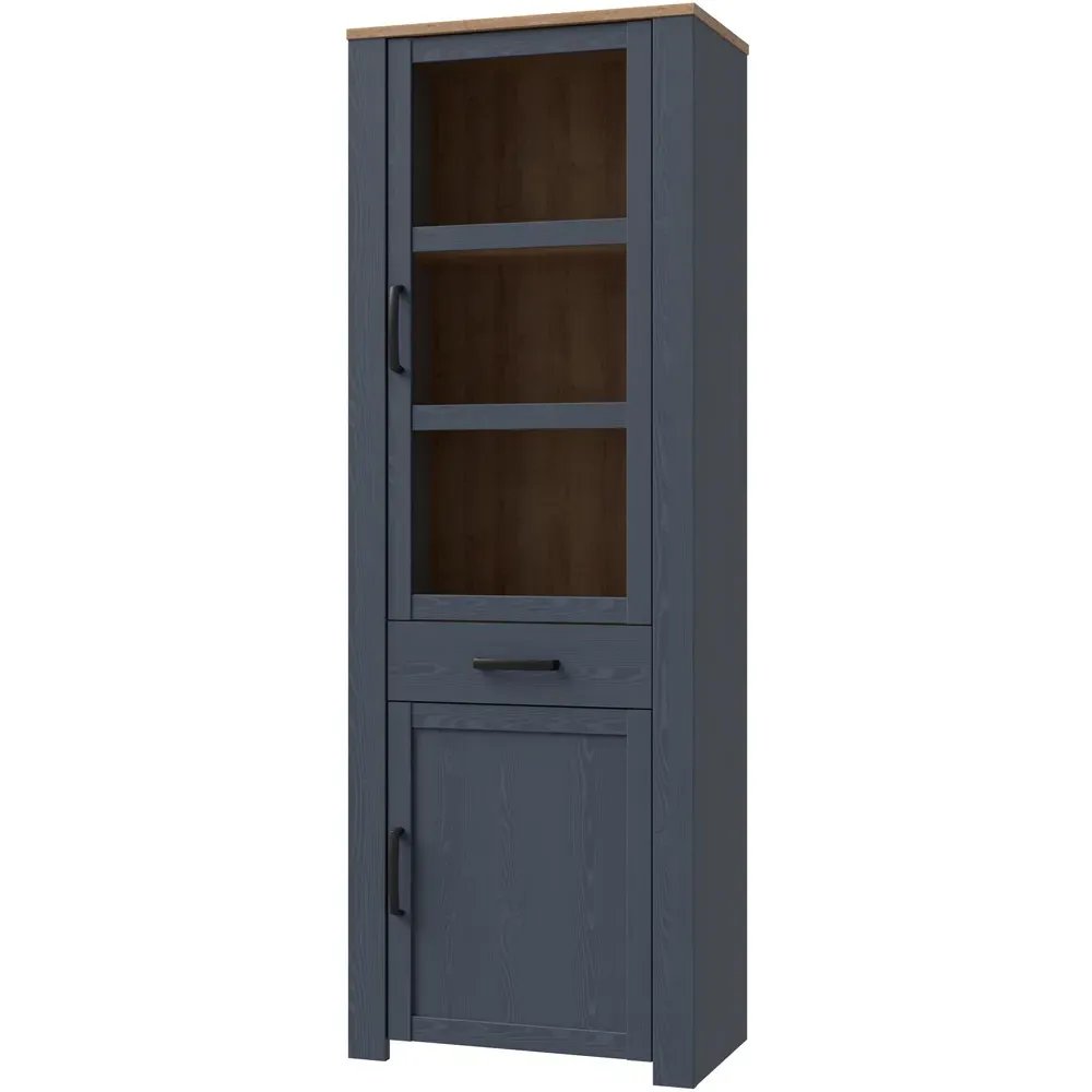 Florence Bohol 2 Door Display Cabinet with Drawer - Blue, Oak