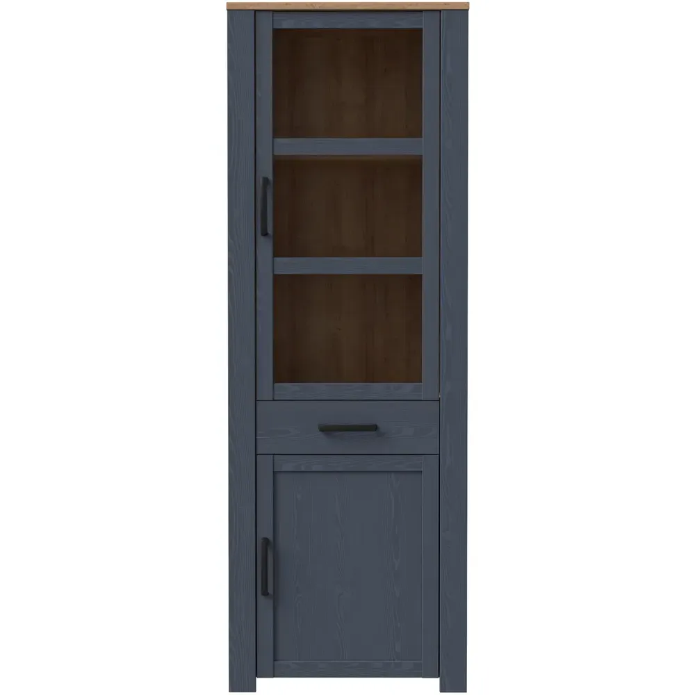 Florence Bohol 2 Door Display Cabinet with Drawer - Blue, Oak
