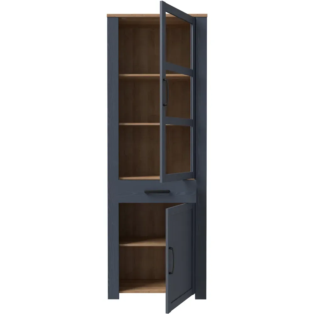 Florence Bohol 2 Door Display Cabinet with Drawer - Blue, Oak