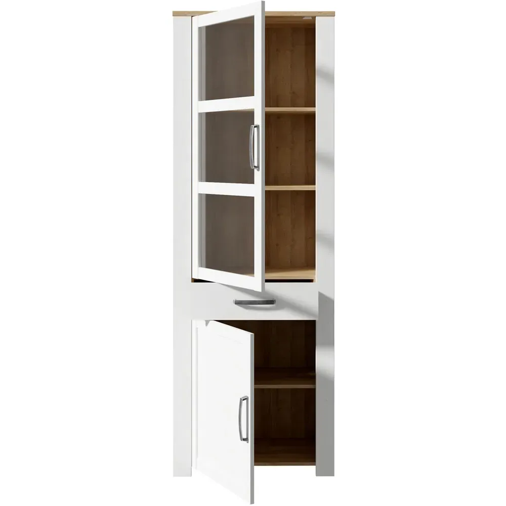 Florence Bohol 2 Door Display Cabinet with Drawer - White, Oak