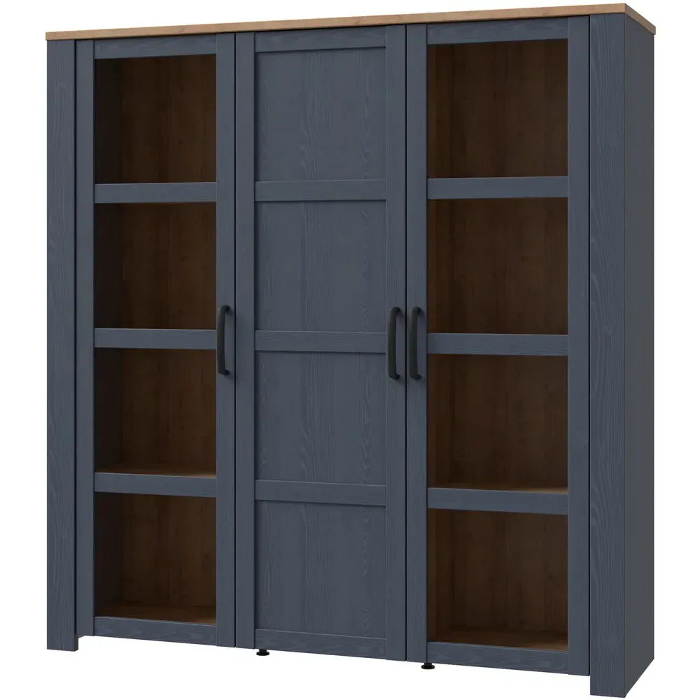 Florence Bohol 3 Door Display Cabinet with LED - Navy, Riviera Oak