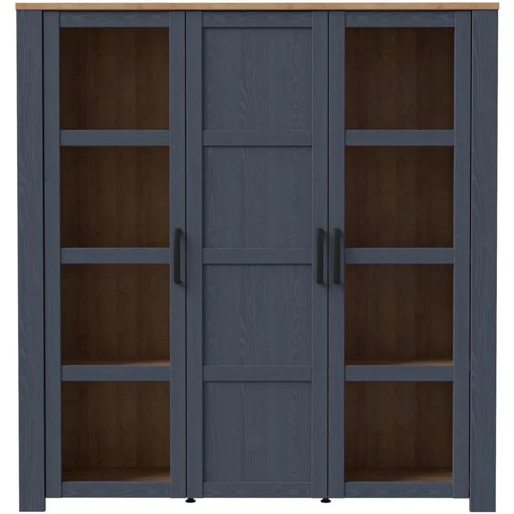 Florence Bohol 3 Door Display Cabinet with LED - Navy, Riviera Oak
