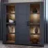 Florence Bohol 3 Door Display Cabinet with LED - Navy, Riviera Oak
