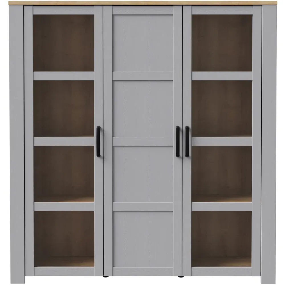 Florence Bohol 3 Door Large LED Display Cabinet - Grey, Oak
