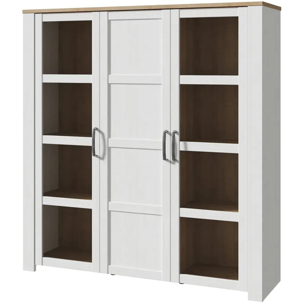 Florence Bohol 3 Door Large LED Display Cabinet - White, Oak