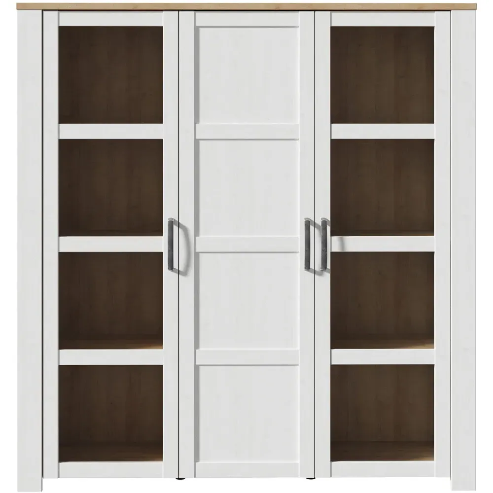 Florence Bohol 3 Door Large LED Display Cabinet - White, Oak