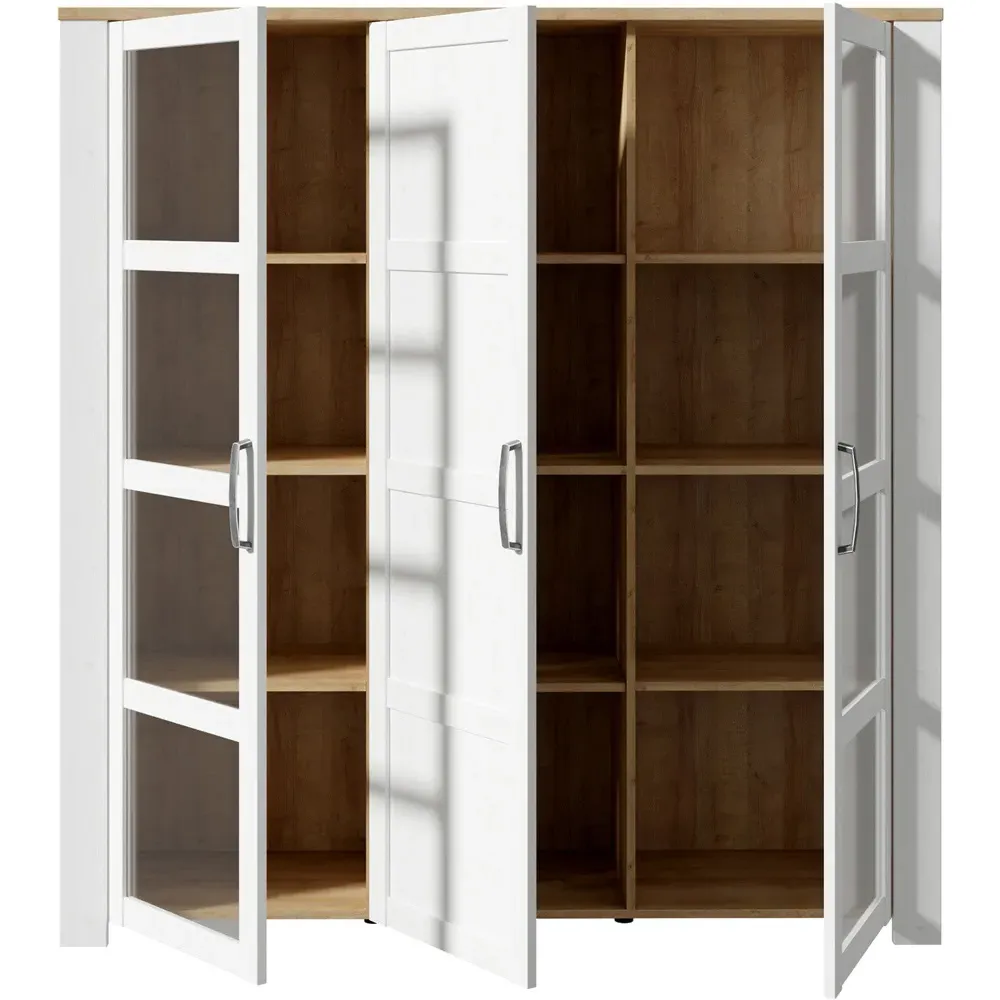 Florence Bohol 3 Door Large LED Display Cabinet - White, Oak