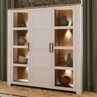 Florence Bohol 3 Door Large LED Display Cabinet - White, Oak