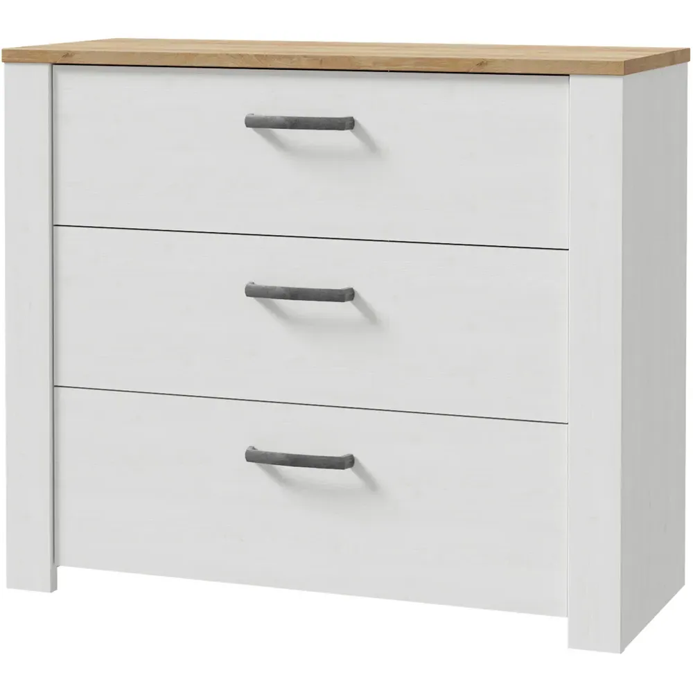 Florence Bohol 3 Drawer Chest of Drawers - Oak, White
