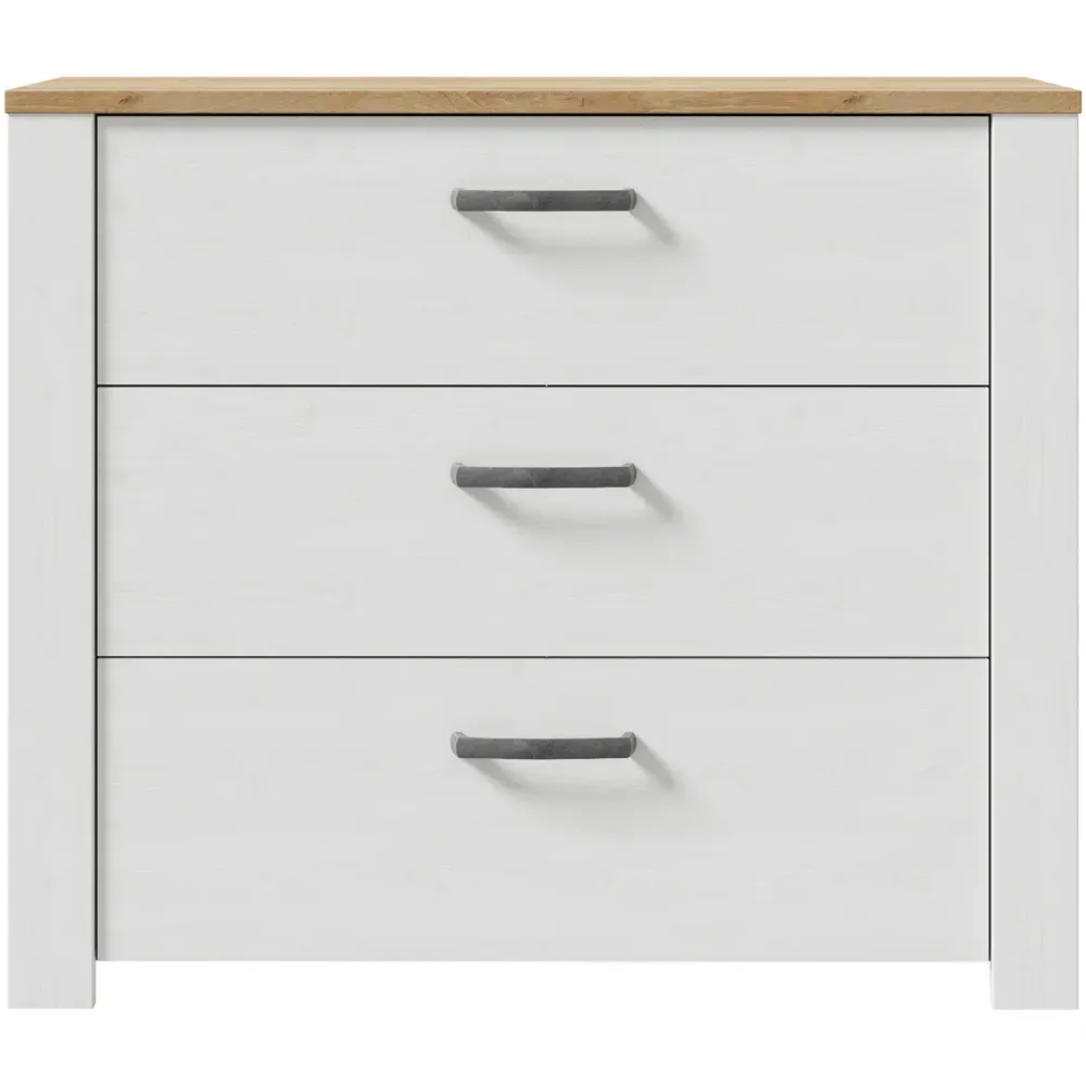 Florence Bohol 3 Drawer Chest of Drawers - Oak, White