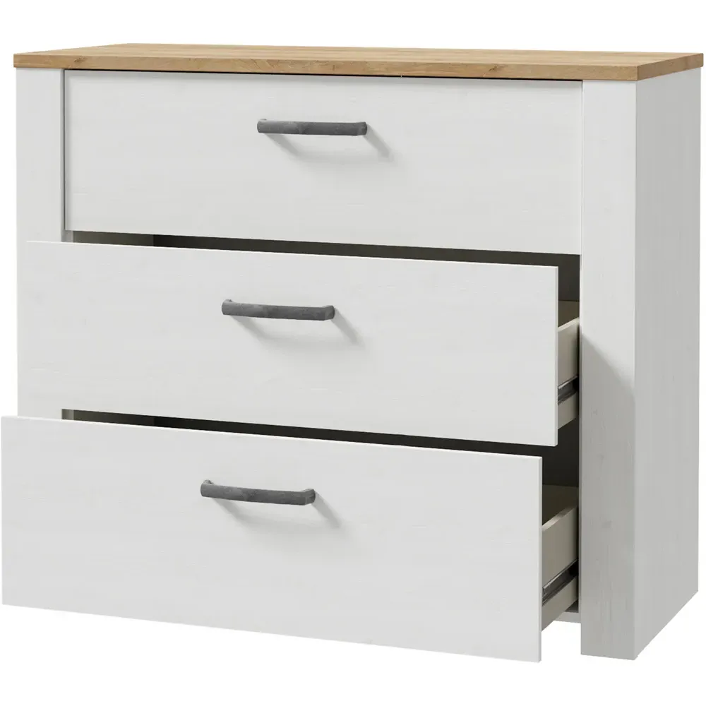 Florence Bohol 3 Drawer Chest of Drawers - Oak, White