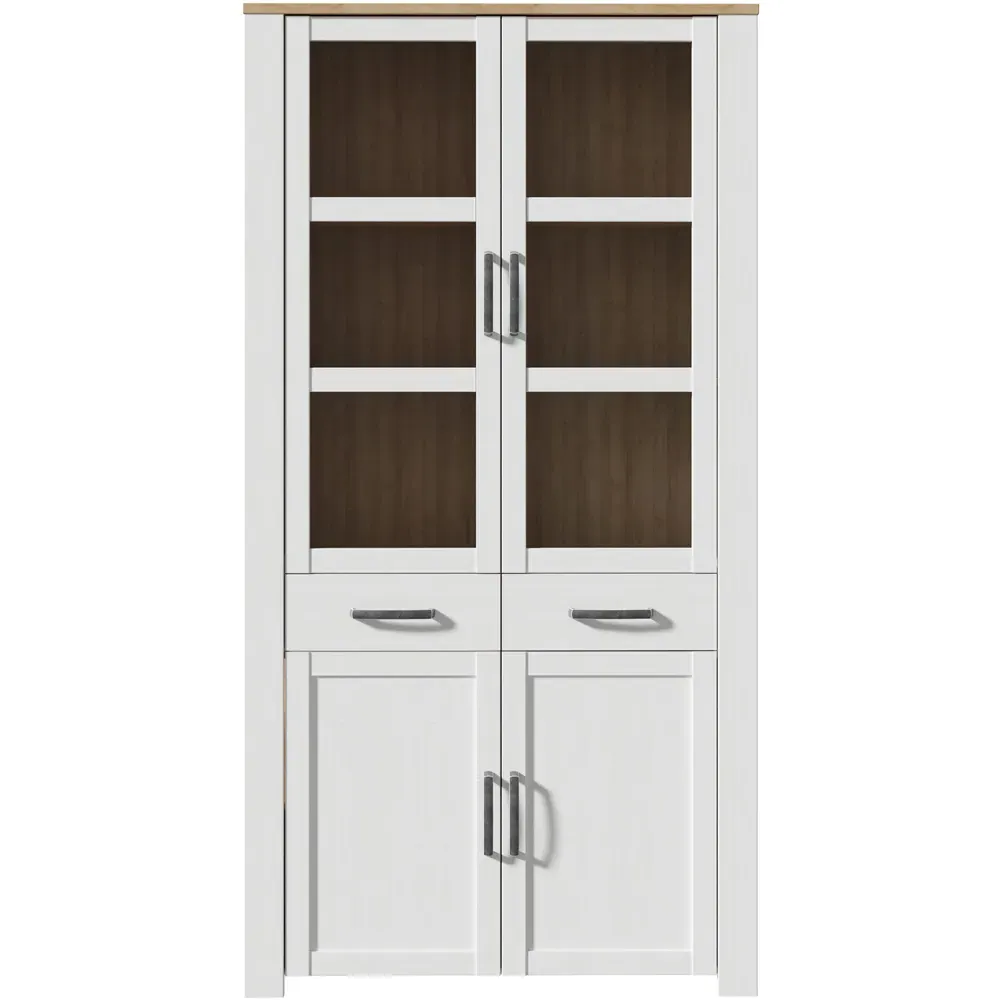 Florence Bohol 4 Door 2 Drawer Display Cabinet - Oak, White
