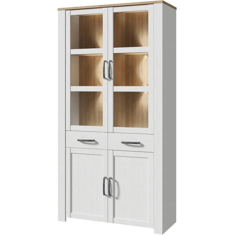 Florence Bohol 4 Door 2 Drawer Display Cabinet with LED - Oak