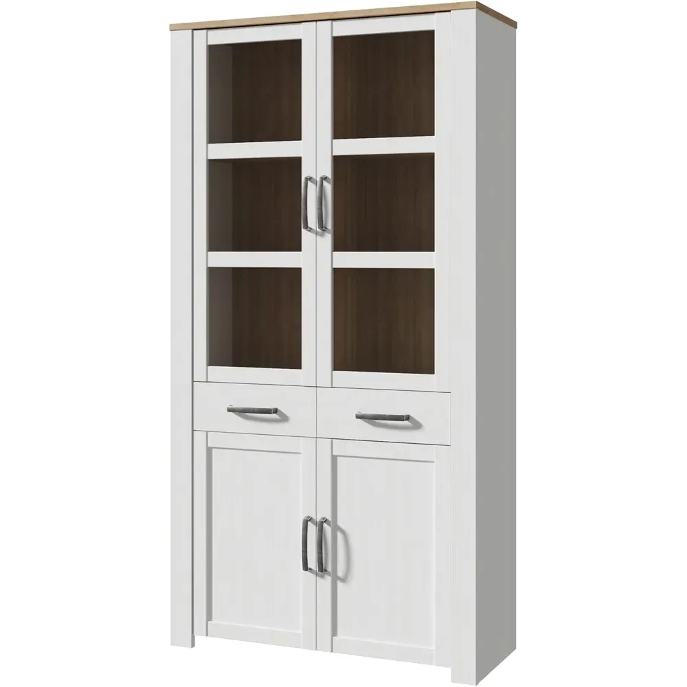 Florence Bohol 4 Door 2 Drawer Display Cabinet with LED - Oak