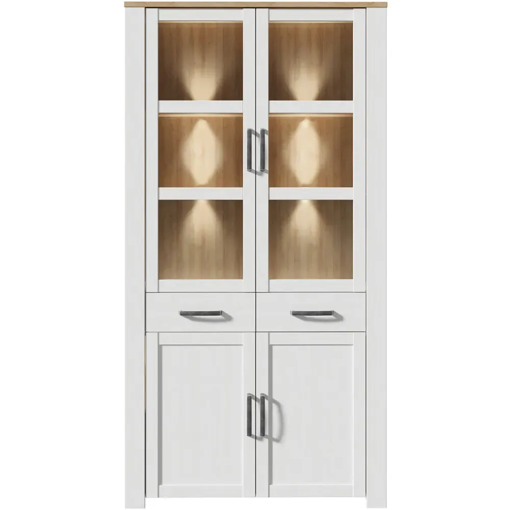 Florence Bohol 4 Door 2 Drawer Display Cabinet with LED - Oak