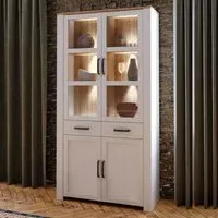 Florence Bohol 4 Door 2 Drawer Display Cabinet with LED - Oak