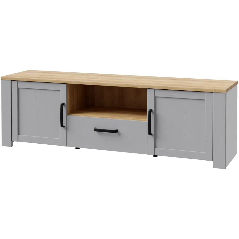 Florence Bohol TV Unit with LED Lighting - Grey, Oak