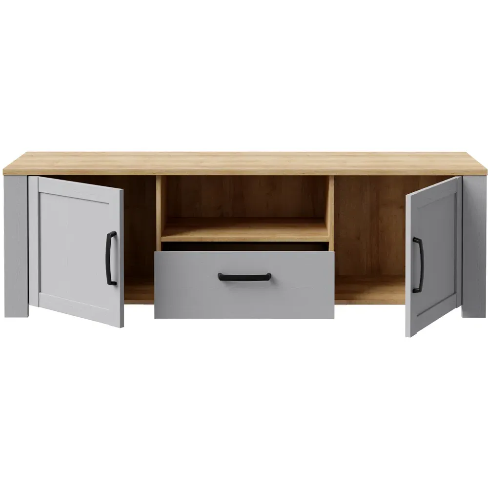 Florence Bohol TV Unit with LED Lighting - Grey, Oak