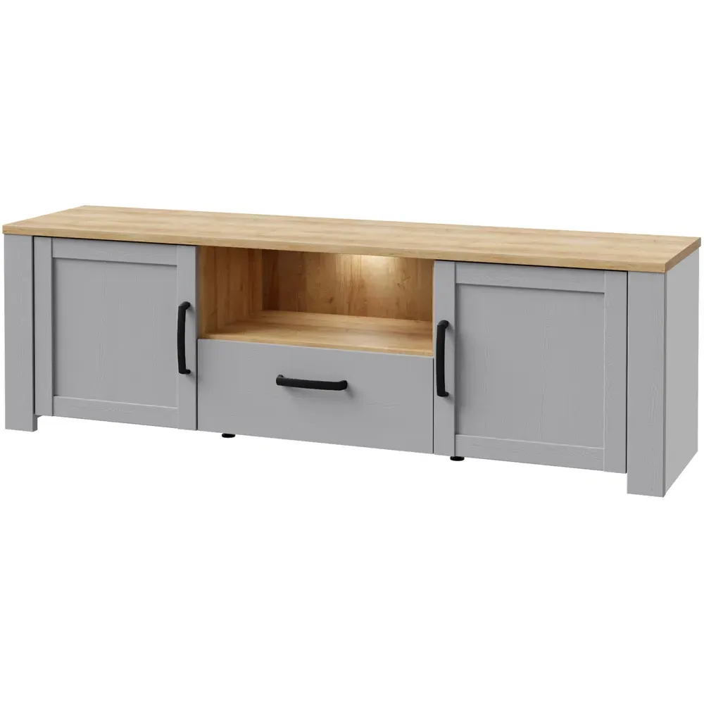 Florence Bohol TV Unit with LED Lighting - Grey, Oak