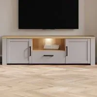Florence Bohol TV Unit with LED Lighting - Grey, Oak