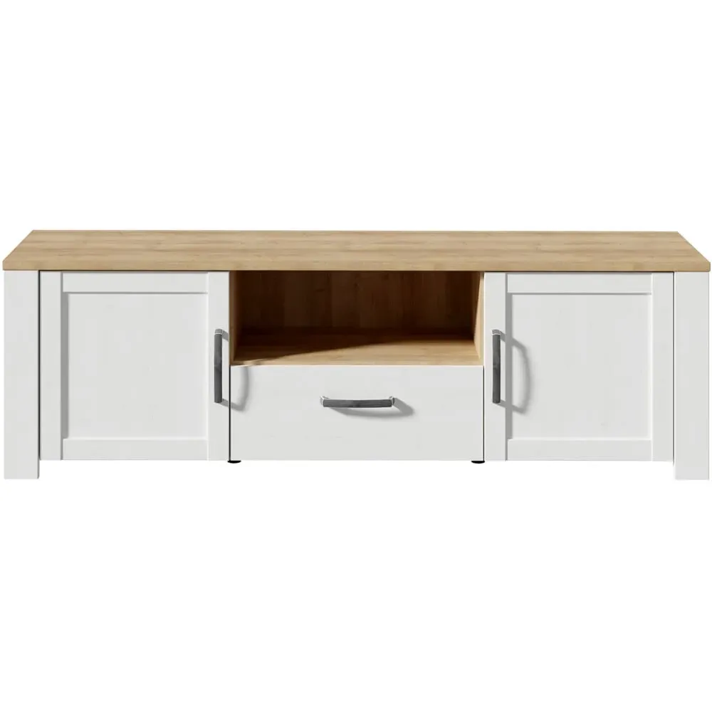 Florence Bohol TV Unit with LED Lighting - White, Oak