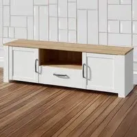 Florence Bohol TV Unit with LED Lighting - White, Oak