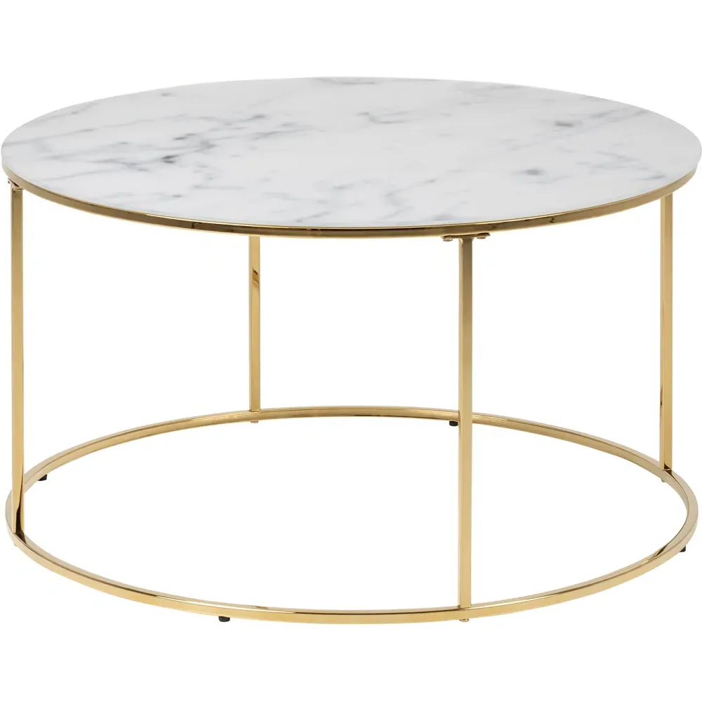 Florence Bolton Round Glass Coffee Table - White, Marble