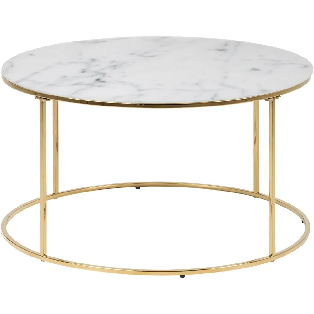 Florence Bolton Round Glass Coffee Table - White, Marble