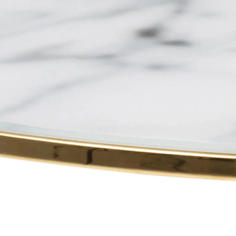 Florence Bolton Round Glass Coffee Table - White, Marble